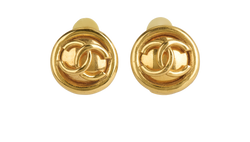 Chanel CC Clip On Earrings, Brass, Gold, 2*