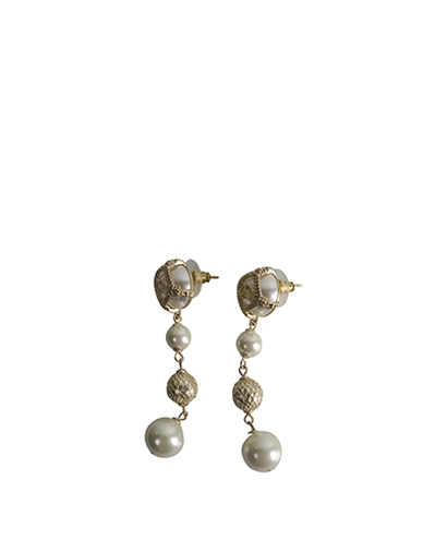 Chanel CC Pearl and Resin Drop Earrings, front view