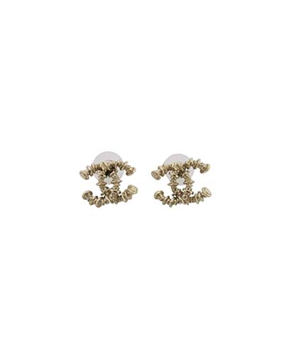 Chanel Twisted CC Studs, &pound;295, Jewellery, Gold, Front view
