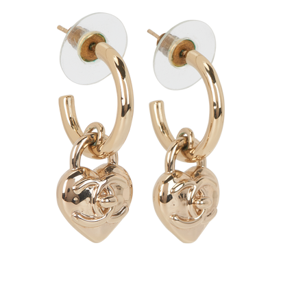 Chanel B22B CC Heart Shaped Padlock Earrings, front view