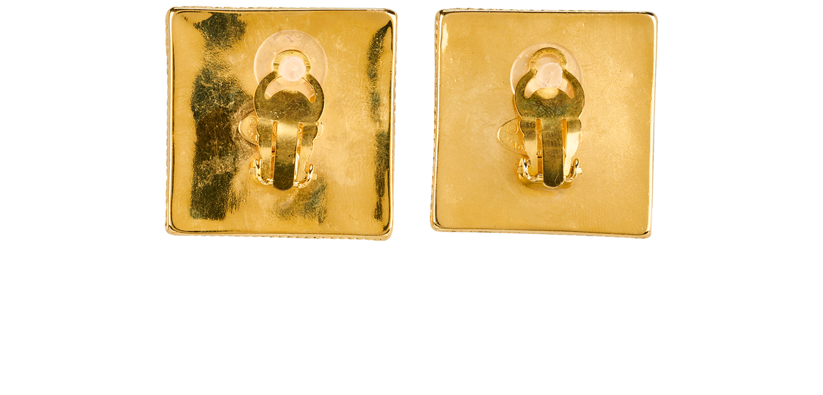 Chanel Vintage 25 Gripoix Square Clip-On Earrings, &pound;350, Jewellery, Gold, Brass, Back view