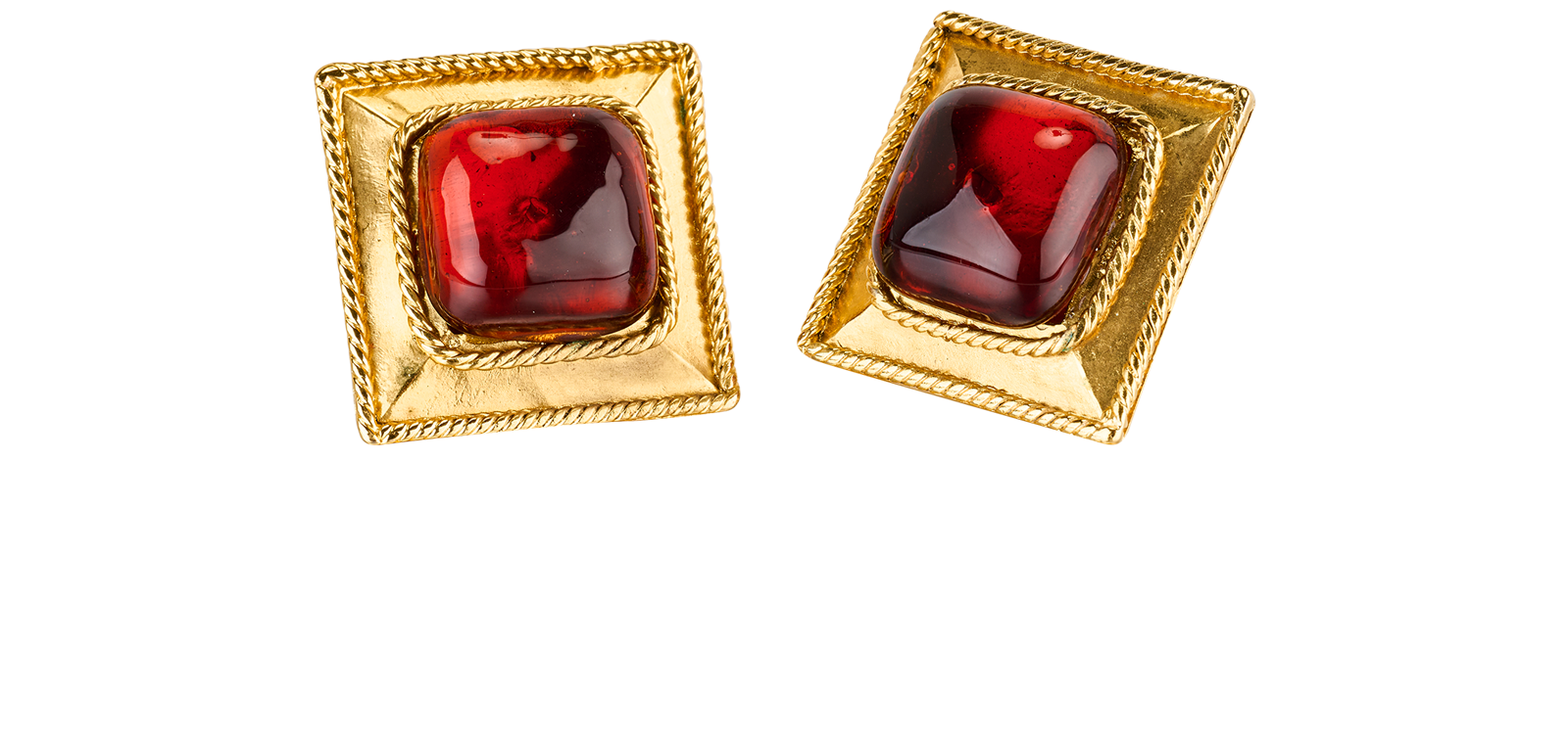 Chanel Vintage 25 Gripoix Square Clip-On Earrings, &pound;350, Jewellery, Gold, Brass, Other view