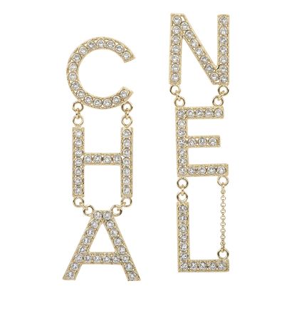 Chanel 2021 Diamante Crystal Drop Earrings, front view
