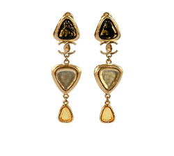 Chanel G16A Clip-On Drop Earrings, Brass, Gold, 3*