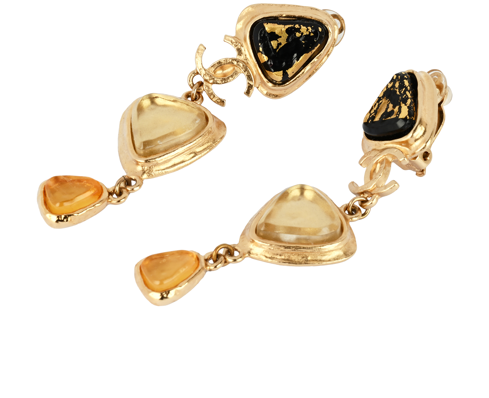 Chanel G16A Clip-On Drop Earrings, &pound;420, Jewellery, Gold, Brass, Other view