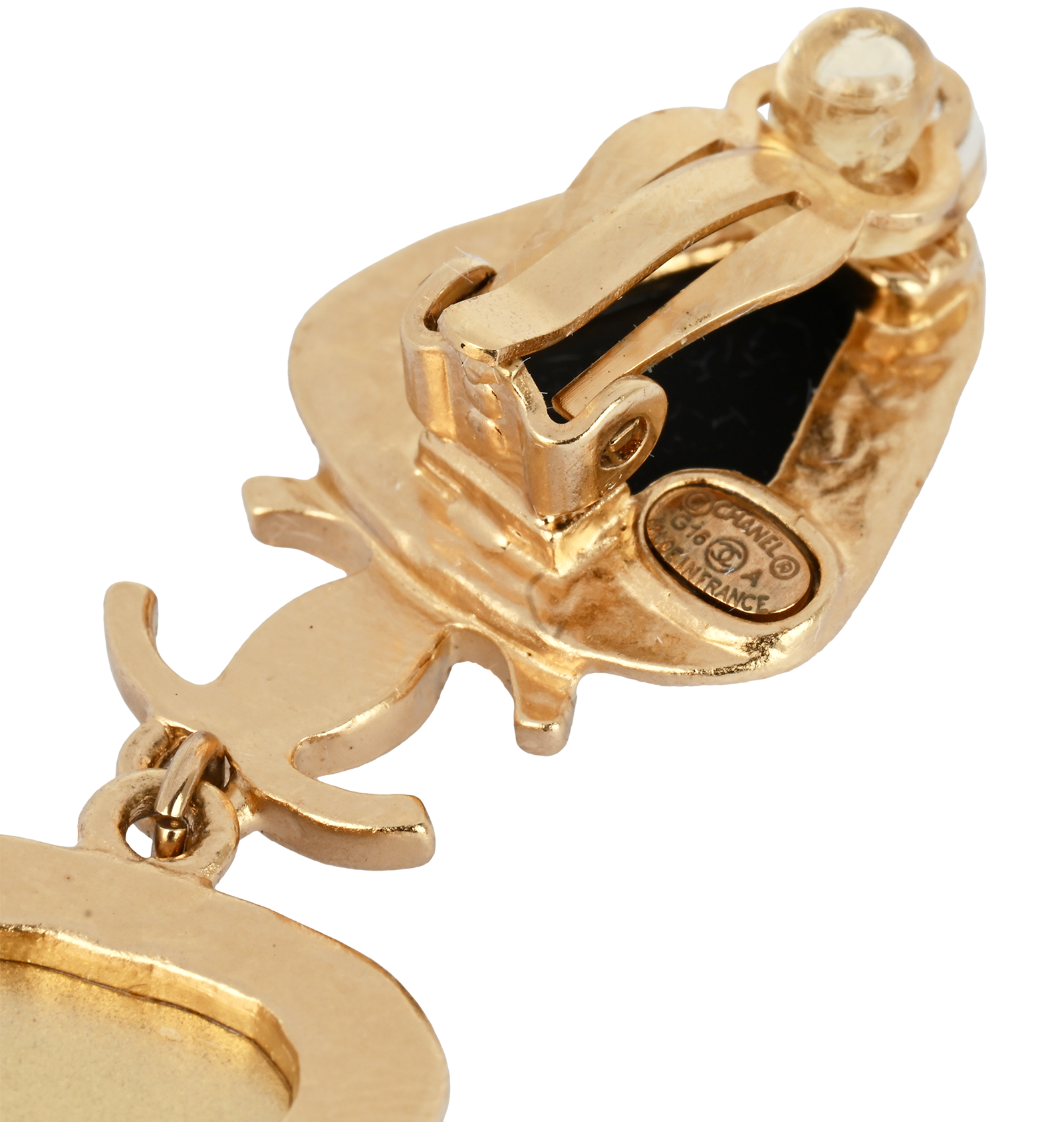 Chanel G16A Clip-On Drop Earrings, &pound;420, Jewellery, Gold, Brass, Other view