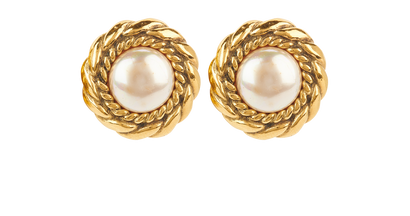 Chanel Pearl Clip-On Earrings, front view