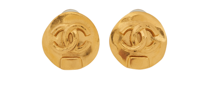 Chanel CC Clip On Earrings, &pound;495, Jewellery, Gold, Brass, Front view