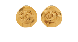 Chanel CC Clip On Earrings, Brass, Gold, MIF, B, 3*
