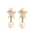 Chanel A17C CC Star Earrings, &pound;420, Jewellery, Gold/Pearl, Brass, Back view