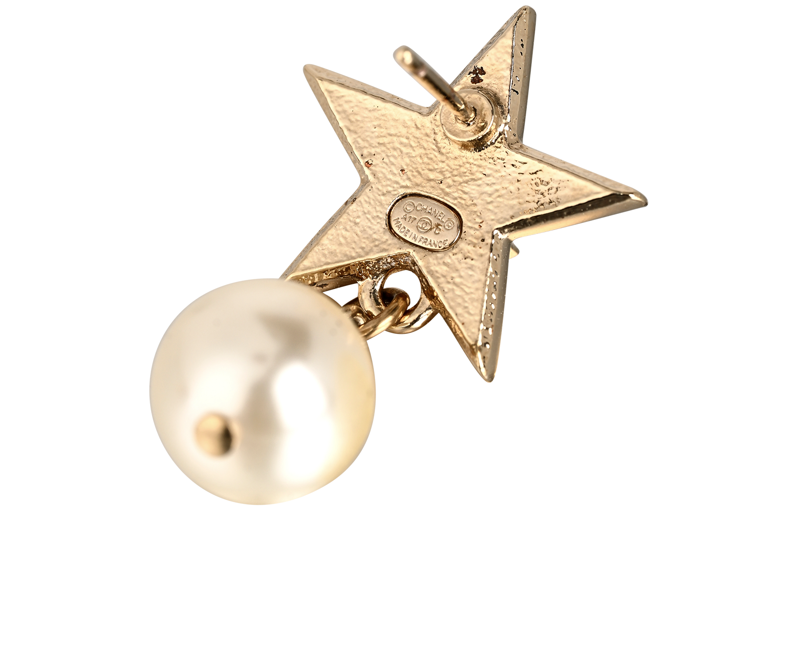 Chanel A17C CC Star Earrings, &pound;420, Jewellery, Gold/Pearl, Brass, Other view