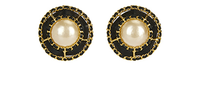 Chanel Vintage Woven Matelasse Earrings, front view