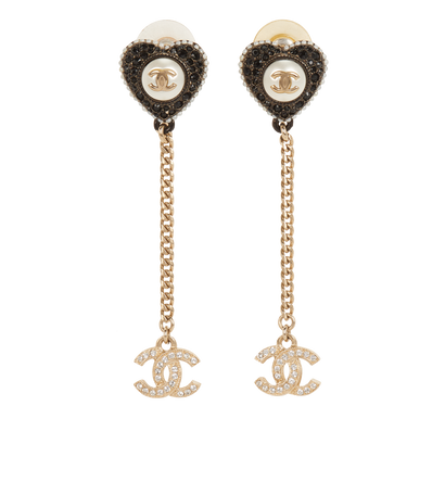 Chanel Embellished Heart Drop Earrings, front view