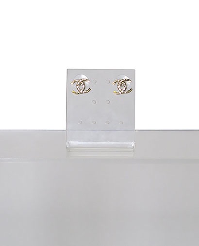 Chanel CC Gold and Diamante Earrings, front view