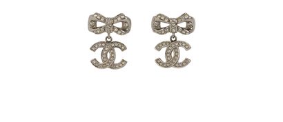 Chanel CC Bow Stud Earrings, front view