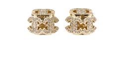 Chanel B23B Embellished CC Earrings, Brass, Gold, B/RCT, 3*