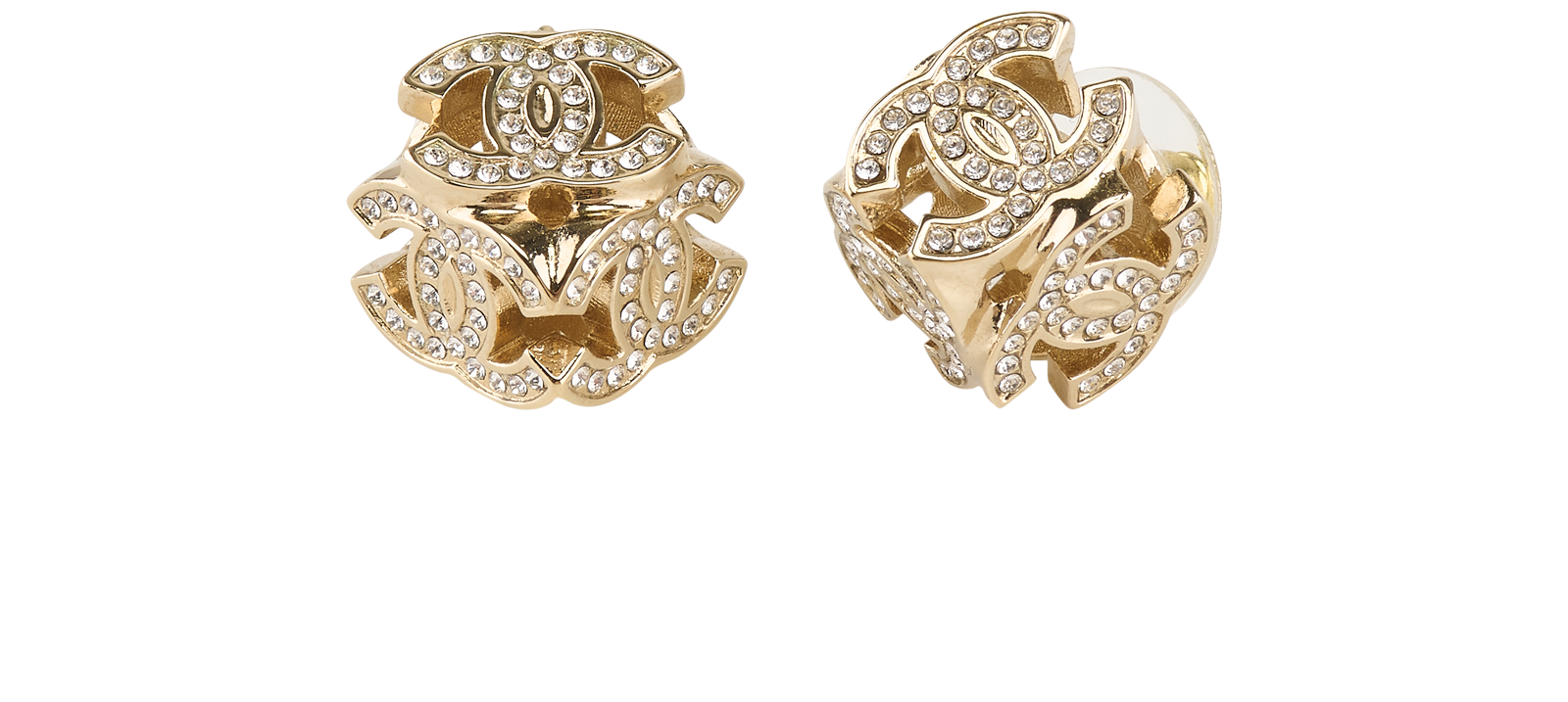 Chanel B23B Embellished CC Earrings, &pound;450, Jewellery, Gold, Brass, Other view