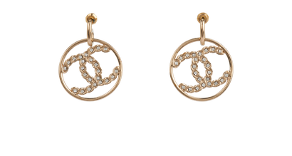 Chanel CC Hoop Earrings, £495, Jewellery, Gold, Yellow Gold, Front view
