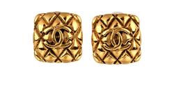 Chanel Vintage 2.5 CC Square Clip On Earrings