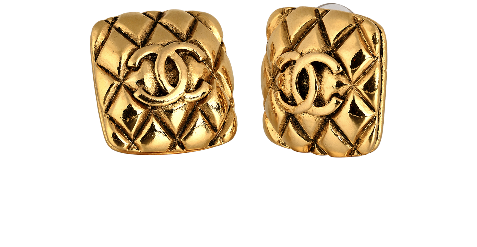 Chanel Vintage 2.5 CC Square Clip On Earrings, &pound;420, Jewellery, Gold, Brass, Other view