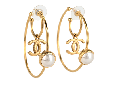 Chanel A20C CC Hoop Earrings, &pound;520, Jewellery, Gold, Brass, Front view