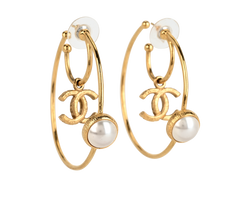 Chanel A20C CC Hoop Earrings, Brass, Gold, MIF, B, 3*