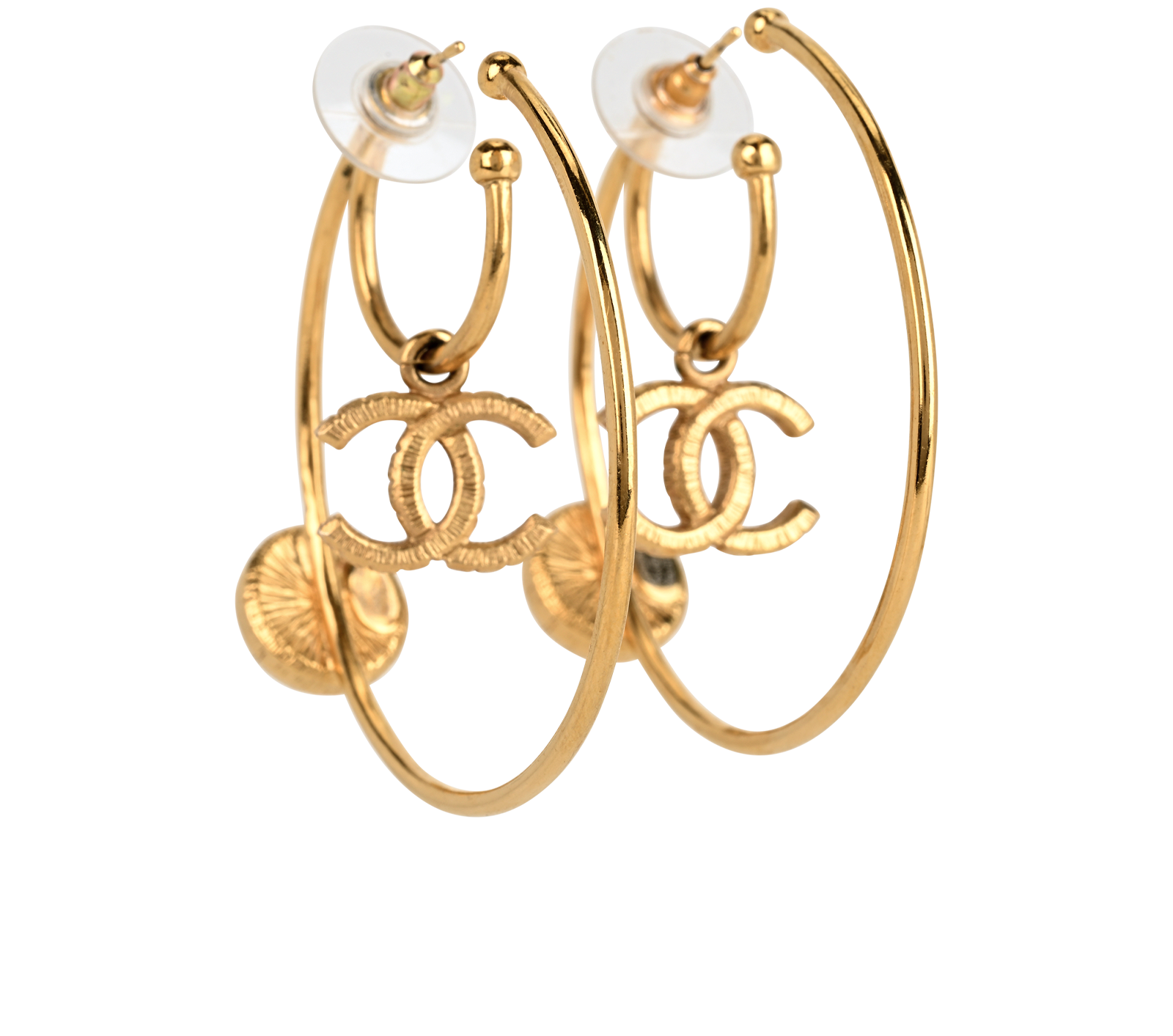 Chanel A20C CC Hoop Earrings, &pound;520, Jewellery, Gold, Brass, Back view