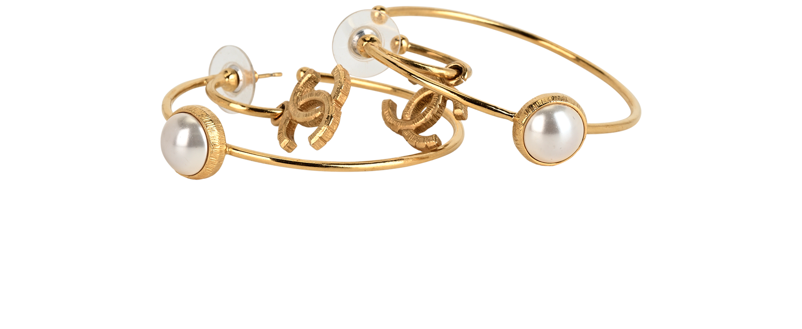 Chanel A20C CC Hoop Earrings, &pound;520, Jewellery, Gold, Brass, Other view