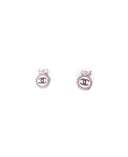 Chanel CC Bow Earrings, &pound;200, Jewellery, Black/Gold, Front view