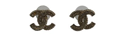 Chanel CC Crystal Studs, front view