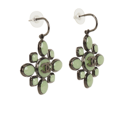 Chanel Gripoix Jade Earrings, Brass, Gunmetal/ Green, MIF, 3*