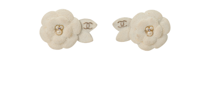 Chanel Camellia Clip On Earrings, front view