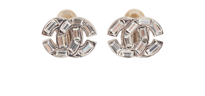 Chanel CC Crystal Clip On Earrings, front view