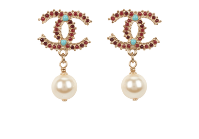 Chanel CC Pearl Drop CC Earrings, front view