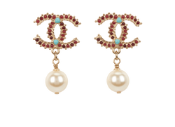 Chanel CC Pearl Drop CC Earrings