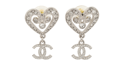 Chanel I23K Embellished Coco Mark Heart Earrings, front view