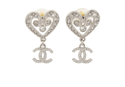 Chanel I23K Embellished Coco Mark Heart Earrings