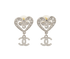 Chanel I23K Embellished Coco Mark Heart Earrings, front view