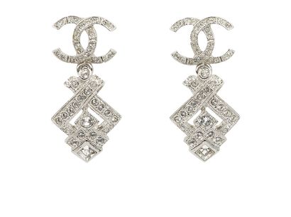 Chanel CC Earrings, &pound;350, Jewellery, Silver, Brass, Front view