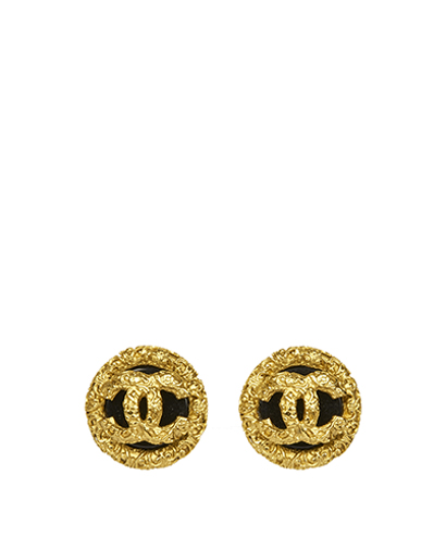 Chanel Engraved CC Clip-On Earrings, front view