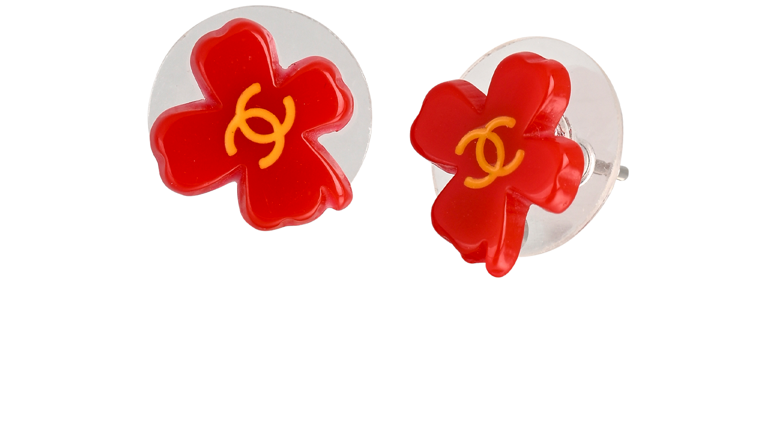 Chanel 04P CC Clover Studs, &pound;320, Jewellery, Red, Resin, Other view