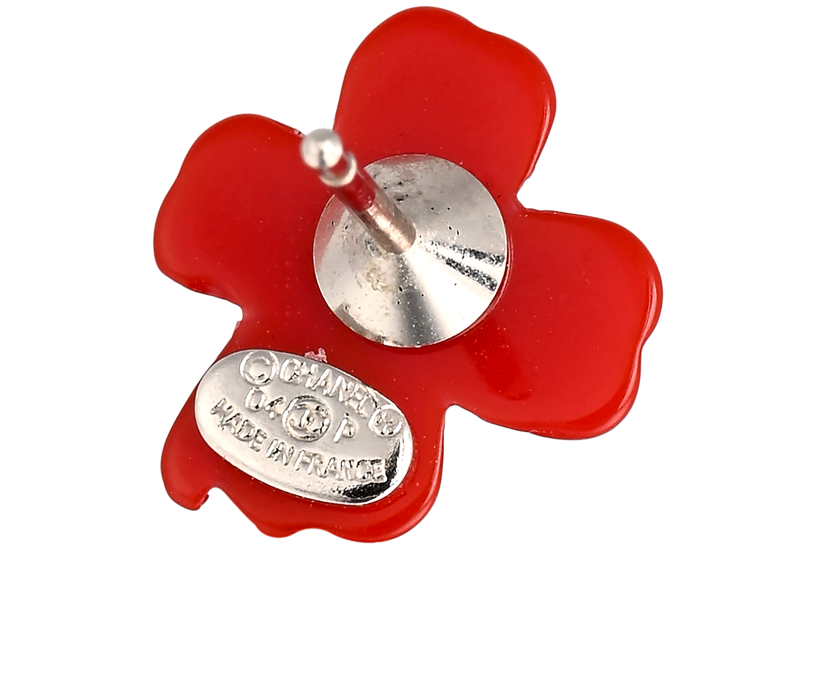 Chanel 04P CC Clover Studs, &pound;320, Jewellery, Red, Resin, Other view