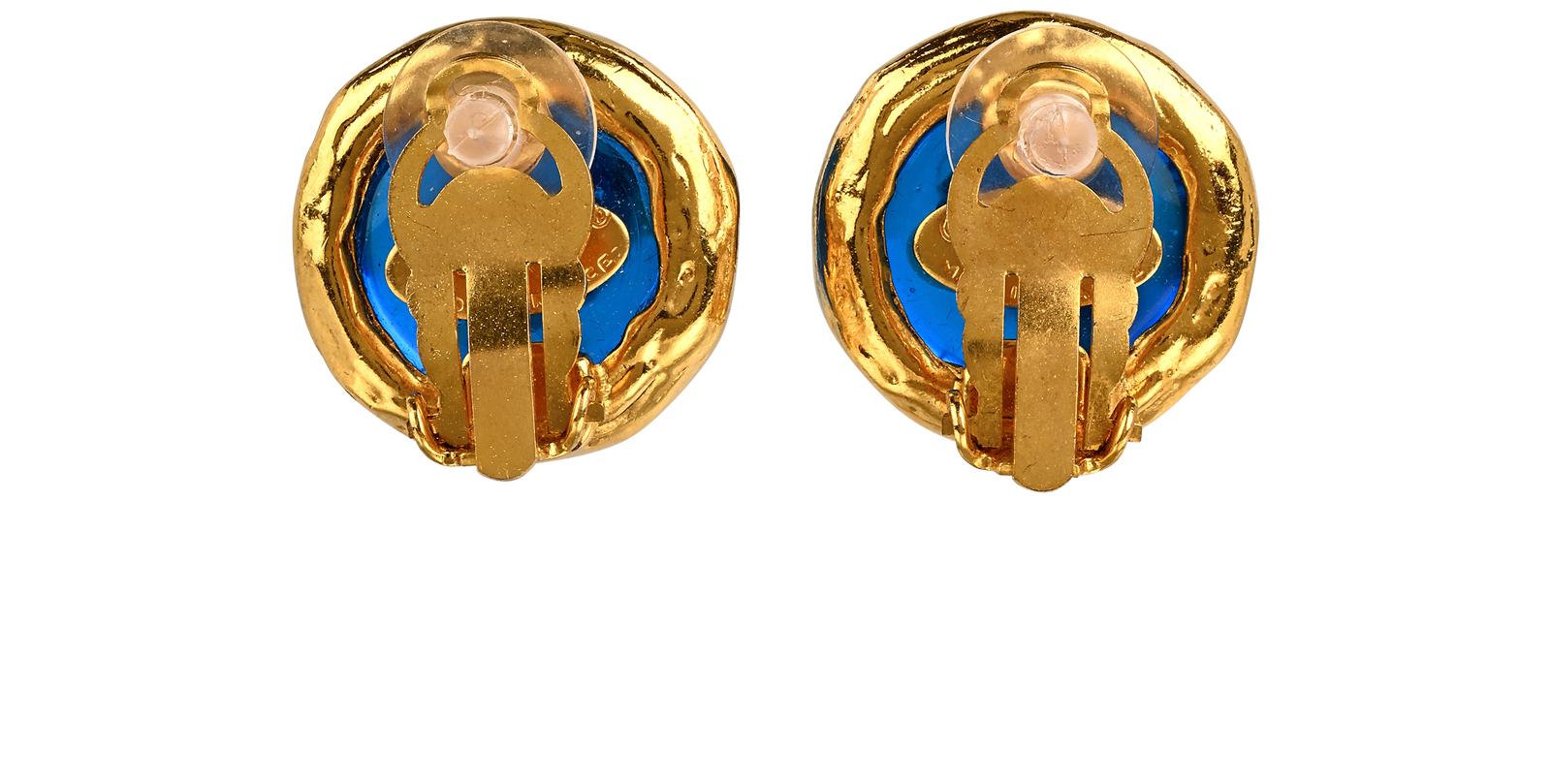 Chanel Vintage 2.8 CC Clip On Earrings, &pound;420, Jewellery, Blue, Brass/Glass, Back view