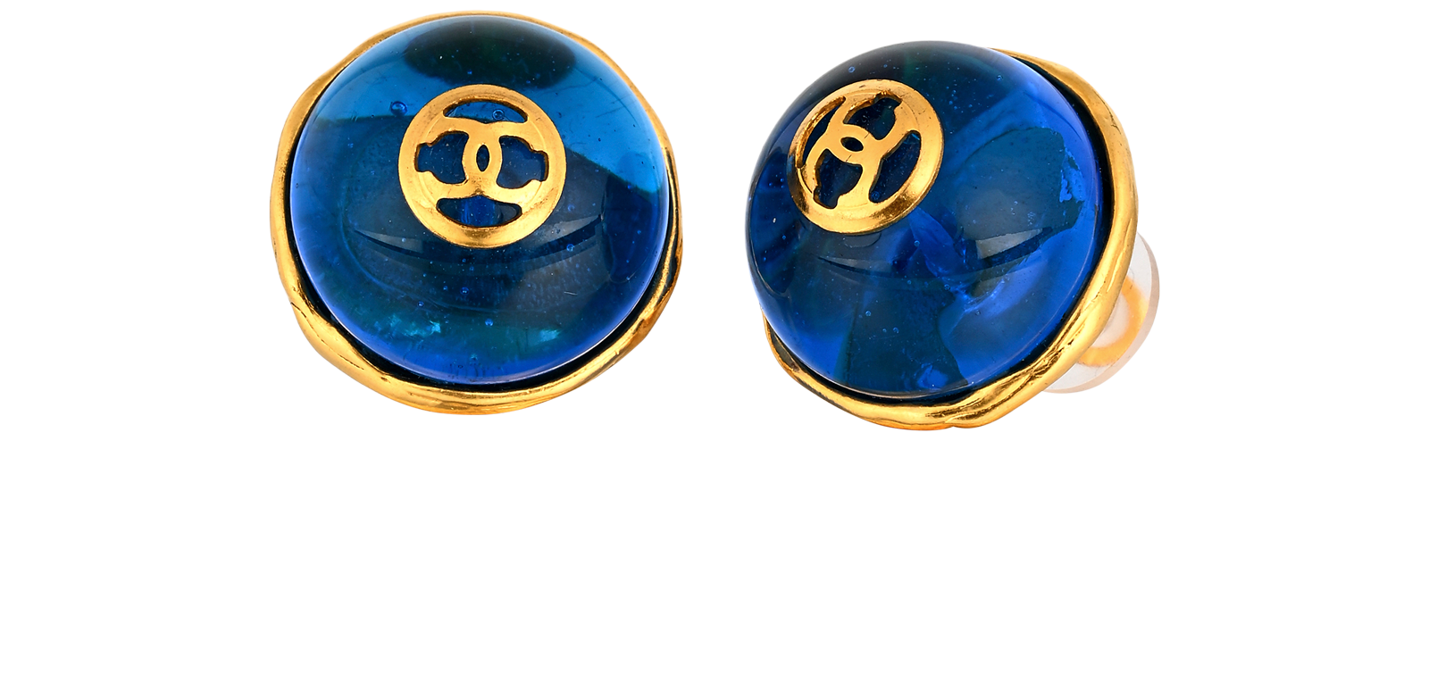 Chanel Vintage 2.8 CC Clip On Earrings, &pound;420, Jewellery, Blue, Brass/Glass, Other view
