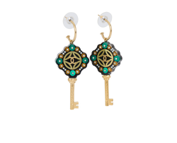 Chanel 17A Key Earrings, Resin/Brass, Gold/Black, 3*