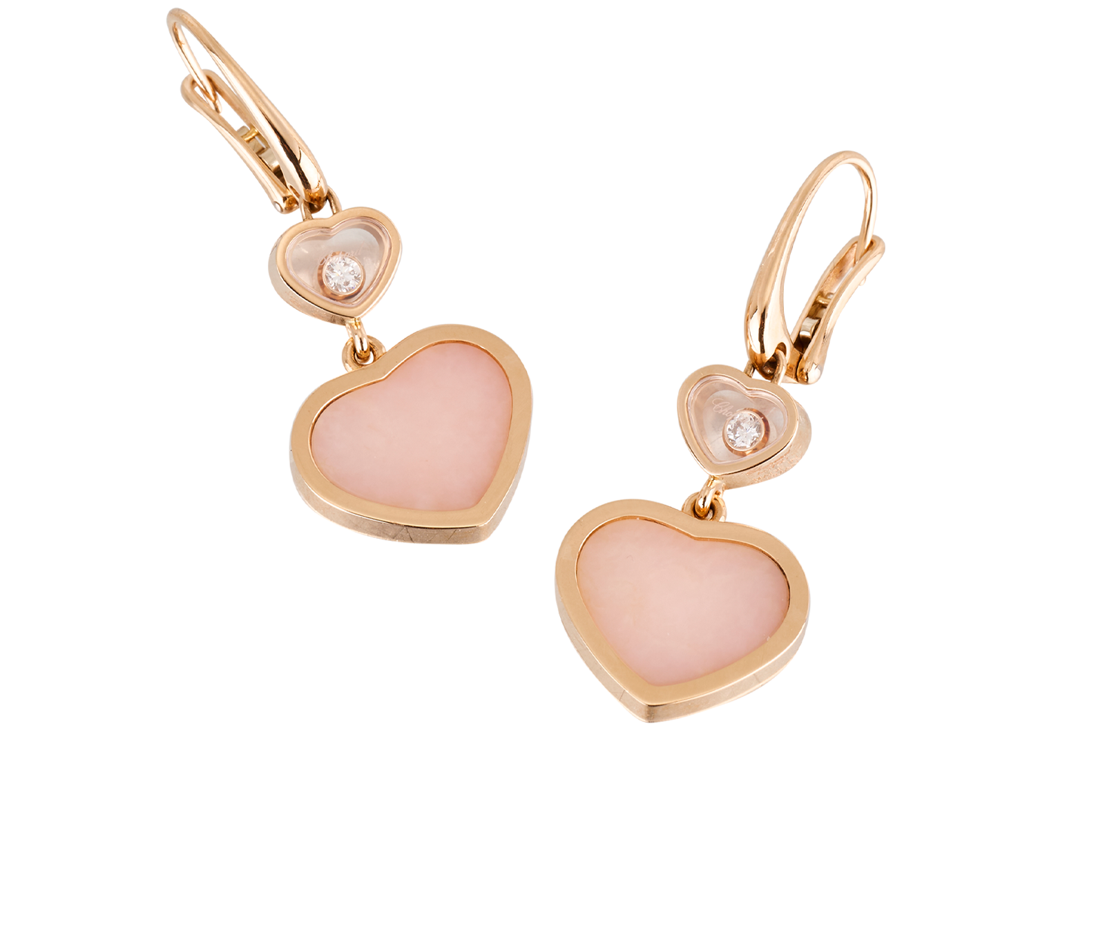 Chopard Happy Hearts Drop Earrings, &pound;2,900, Jewellery, Pink/Rose Gold, Rose Gold, Other view