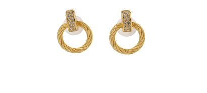 Christian Dior Vintage Rope Hoop Earrings, front view