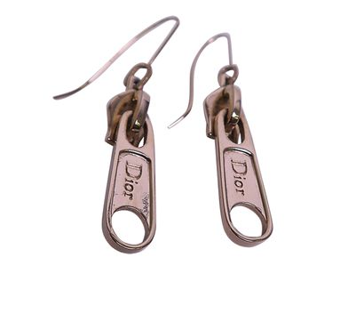 Christian Dior Zipper Tag Earrings, front view