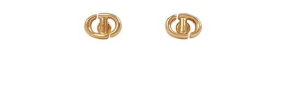 Christian Dior CD Navy Stud Earrings, front view