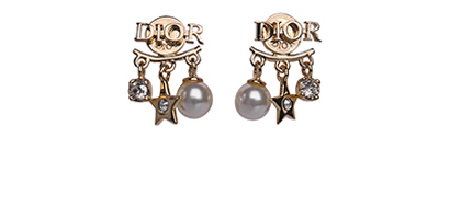 Christian Dior Crystal Star Charm Earrings, &pound;200, Jewellery, Gold, Yellow Gold Plated, Front view